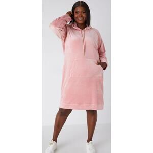 Women's Size 14/16 1X | Blush Pink Hooded Stretch Velour Dress Loungewear